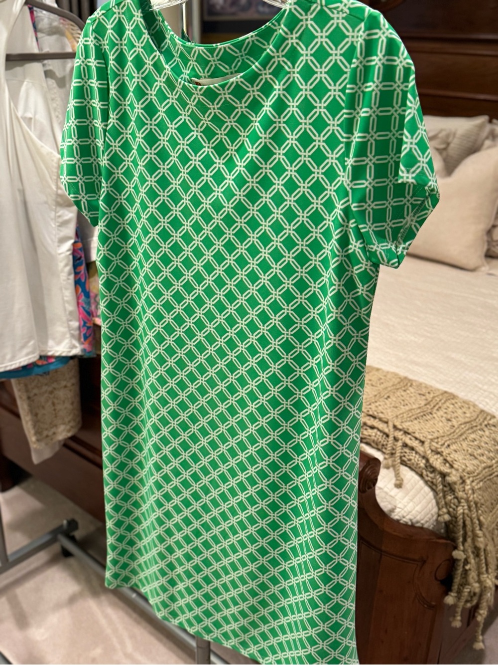 Jude Connally Green Geometric Shift Dress